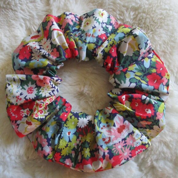 Liberty of London Accessories - Liberty of London Art Fabric Scrunchie Thorpe Colorful Floral Navy Blue Bespoke